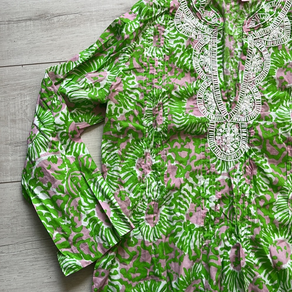 Lily Pulitzer Sarasota green beaded tunic size Medium - Picture 4 of 5